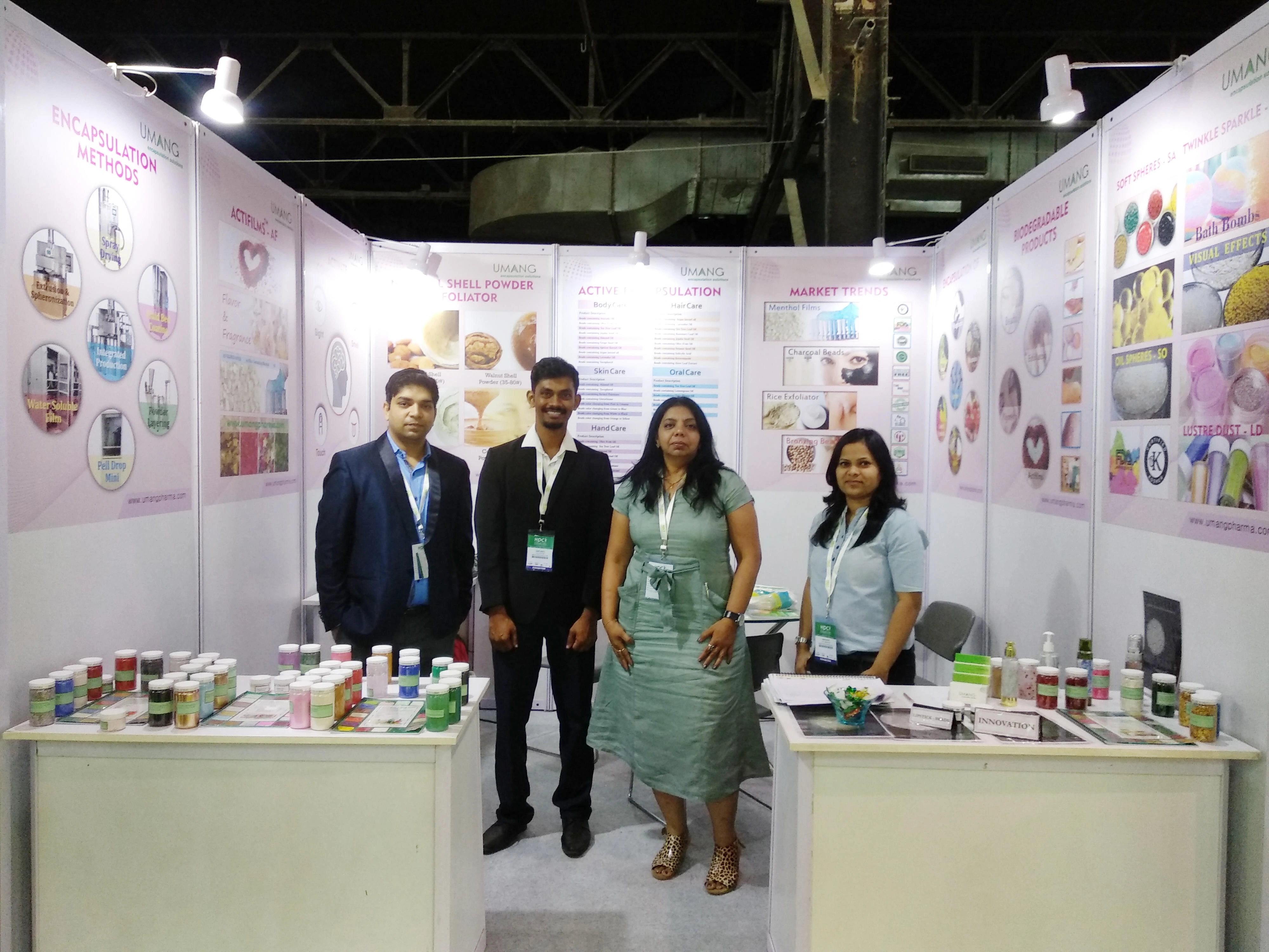 UMANG GLOBAL GROUP booth at HPCI India 2019 showcasing innovative personal care formulations in Mumbai