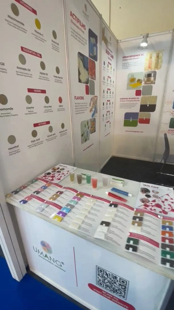 Displaying encapsulated cosmetic actives alongside sustainable and innovative packaging solutions