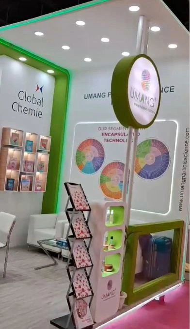 Close-up of UMANG GLOBAL GROUP’s cosmetic ingredients—Charcoal Beads/ Menthol Films/Rice Exfoliators/High-Pigment Beadlets