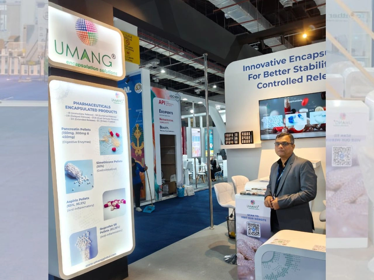 Display of UMANG GLOBAL GROUP’s eco-conscious pharma ingredients and manufacturing solutions at Pharmaconex 2024